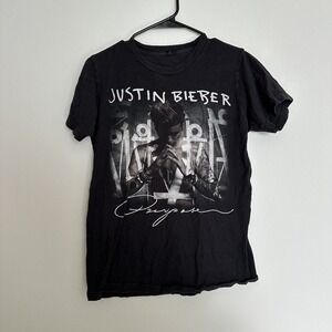 Justin Bieber purpose tour black T-shirt Men's Short Sleeve Black Size Small